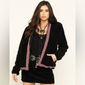 Wrangler Retro | Black Sherpa Aztec Trim Coat